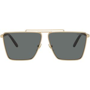New VERSACE Black Tubular Greca Sunglasses